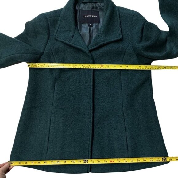 LANDS' END Wool Short Coat Jacket Women Size 8 Green Winter Boxy Retro Gorpcore - Picture 11 of 14